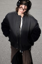 Dunkelgrau - Oversized Bomberjacke aus Twill - 2