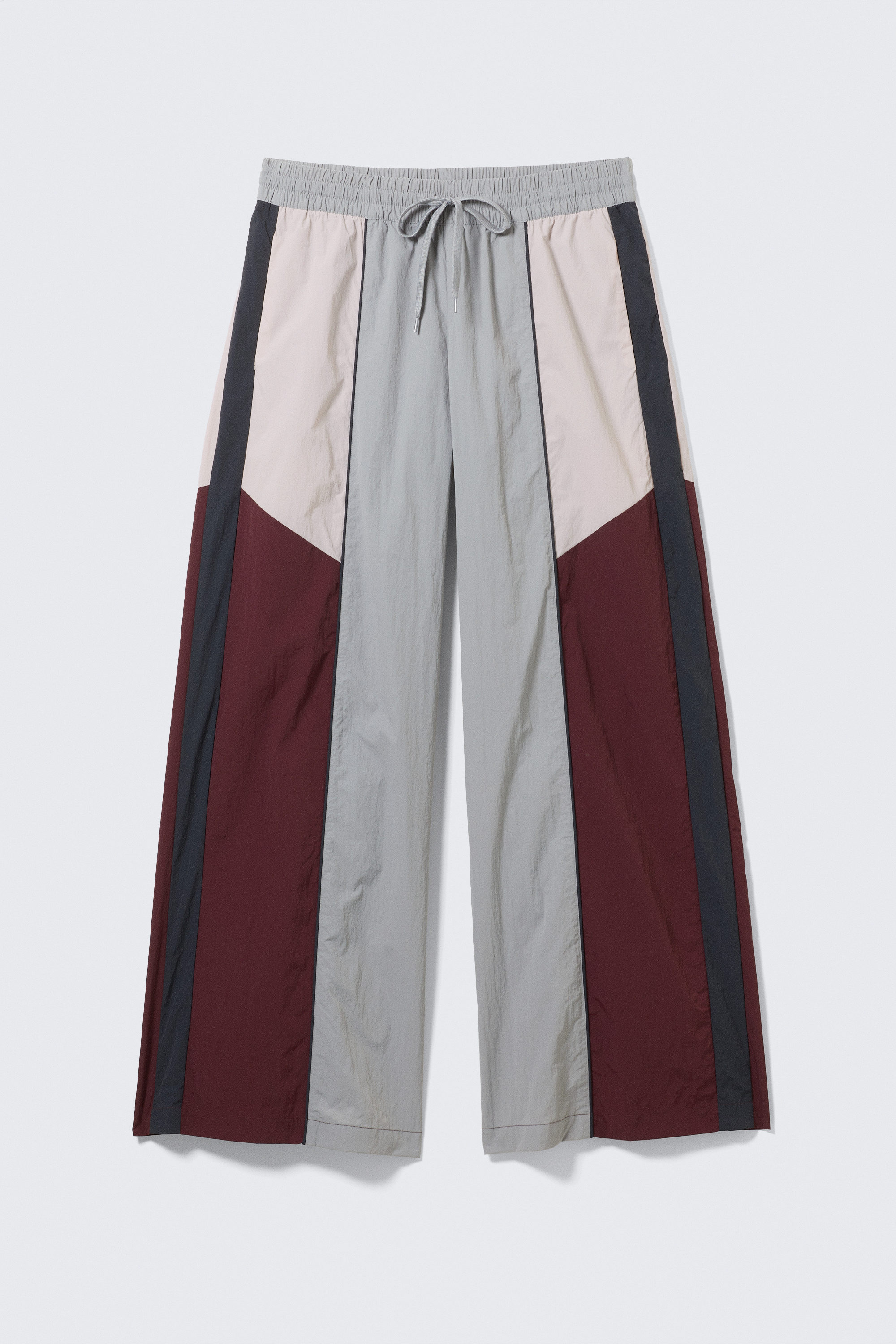 Grey/Pink/Red - Low Rise Wide Leg Colourblock Trousers - 4