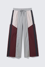 Grey/Pink/Red - Low Rise Wide Leg Colourblock Trousers - 0