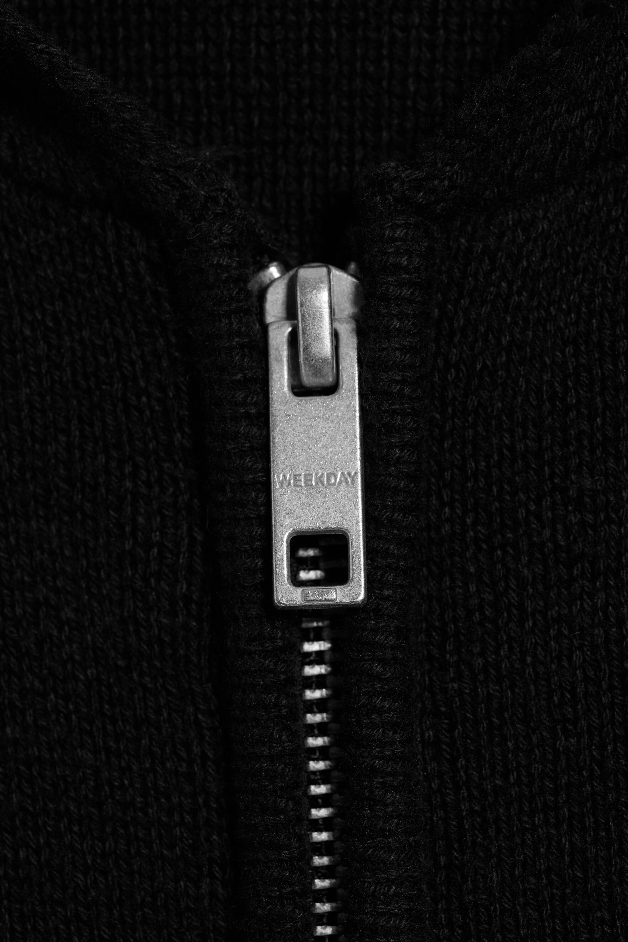 Svart - Stickad zip-through-hoodie - 5