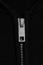 Svart - Stickad zip-through-hoodie - 5