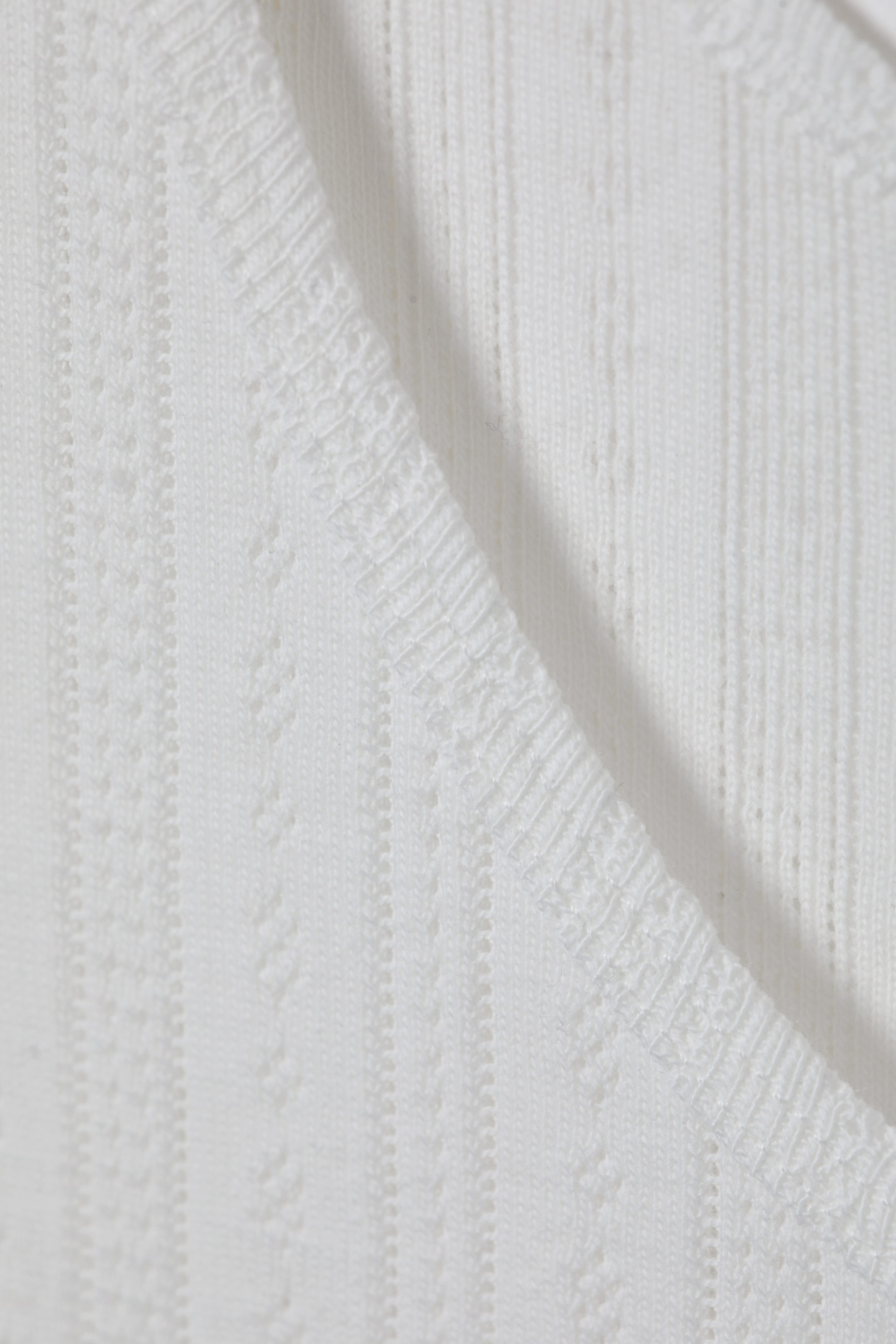 White - Fitted Pointelle Tank Top - 1