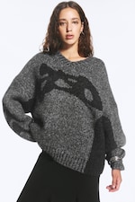 Støvet Gråmelert - Oversized v-hals - 0