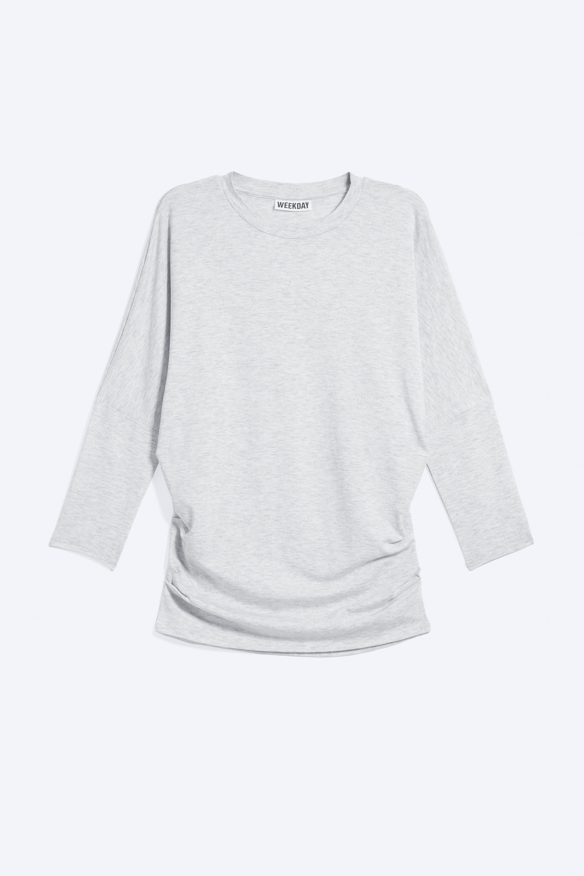 Haut à manches trois-quarts froncées - Mélange gris clair poudré