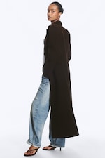 Dunkelbraun - Langer, einreihiger Slim-Fit-Mantel - 2