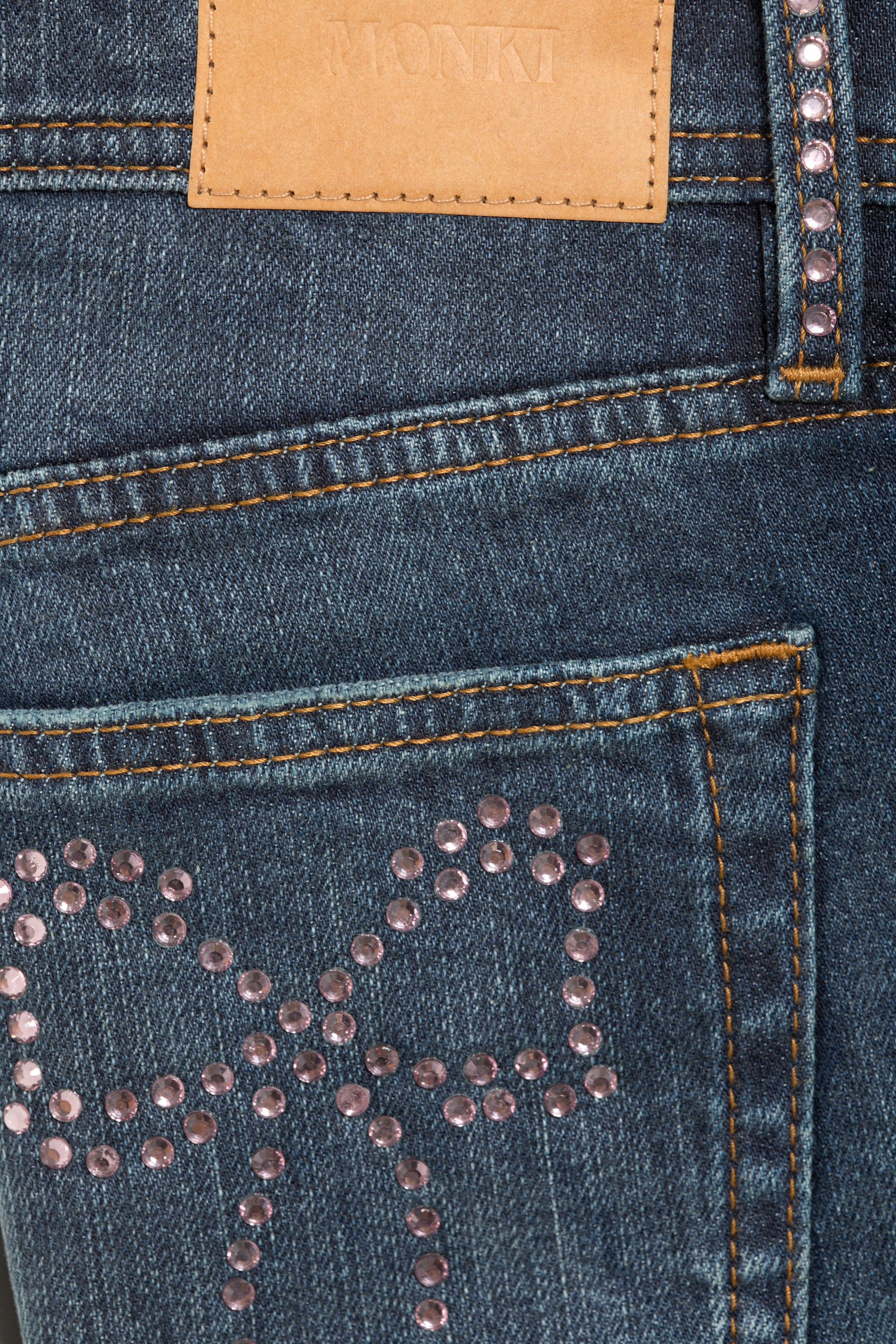 Embellished Blue - Dark Blue - Low Rise Embellished Flared Jeans - 6