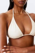 Light Beige - Structured Strappy Triangle Bikini Top - 1
