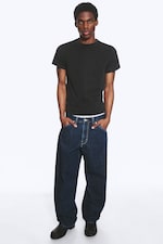 Worn Black - Shrunken Short-Sleeved Cotton T-shirt - 1