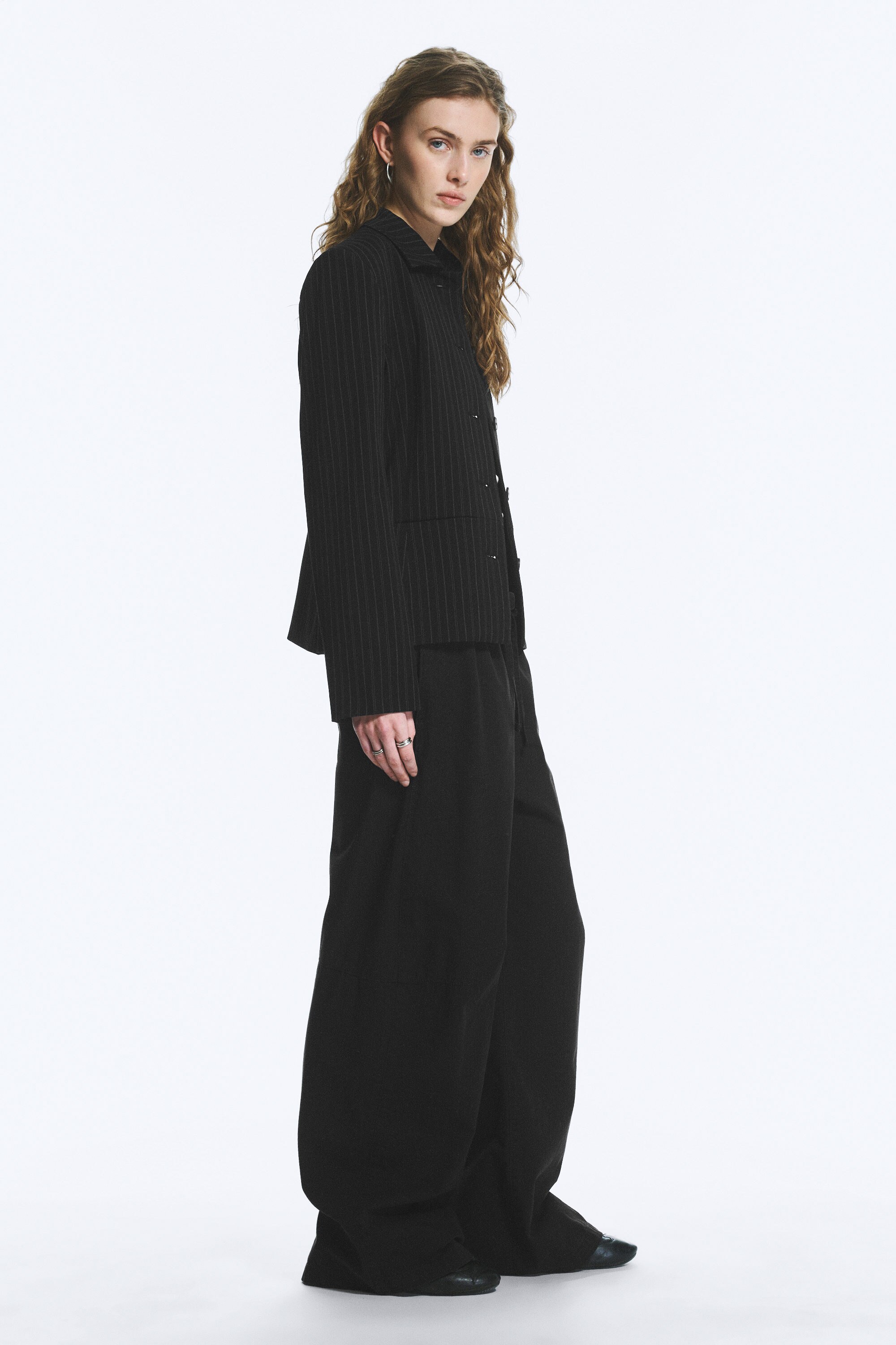 loose fit washed ripstop trousers - Black | Weekday GB