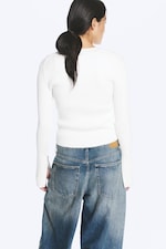 Off-white - Ribbed Fitted Zip Cardigan - 3