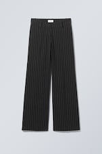 Black Pinstripe - Keel Low Suiting Trousers - 0