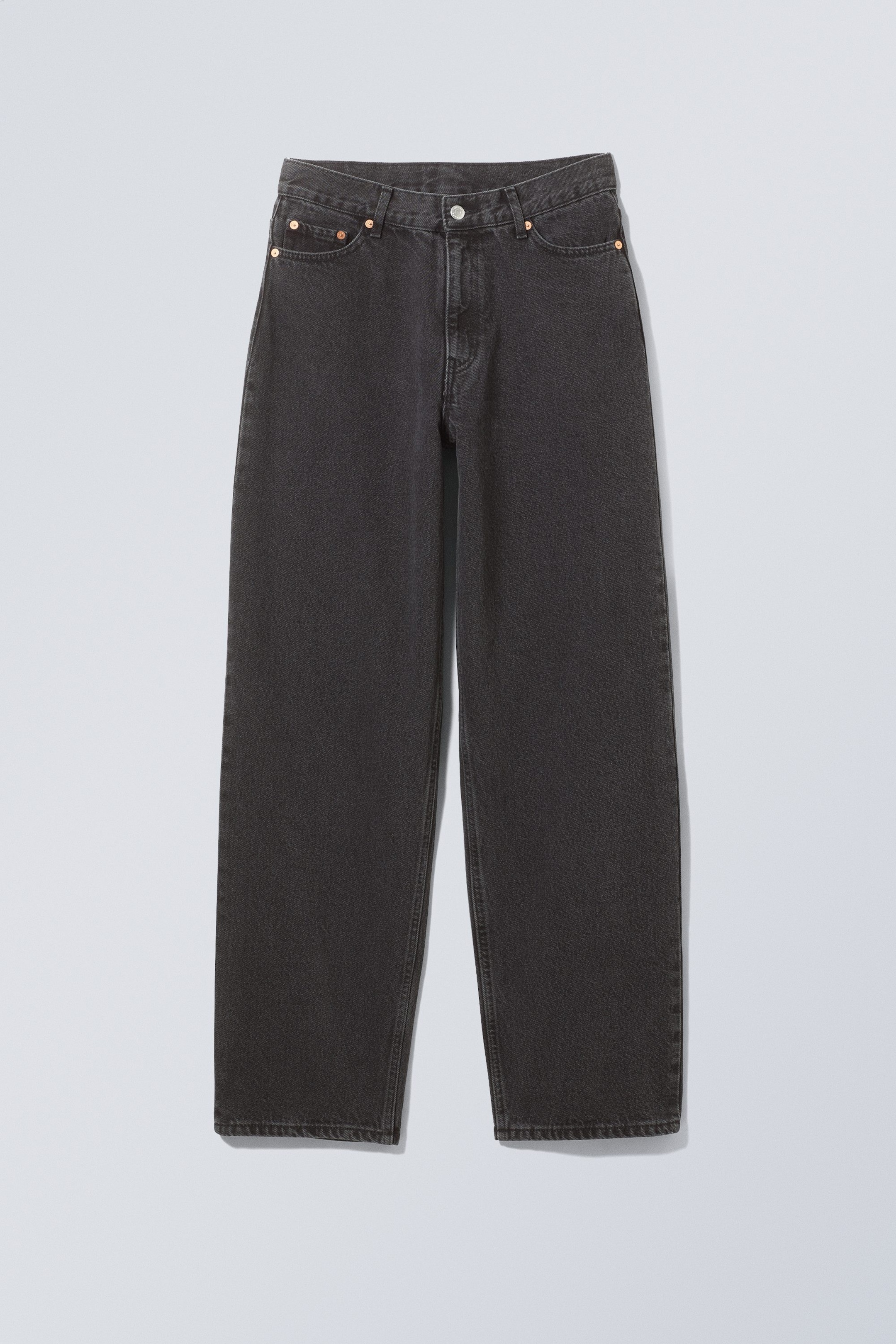 Black Dark - Rail Mid Rise Loose Wide Jeans - 0
