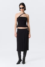 Schwarz - Mid-Waist-Bleistiftrock mit Schnallenverschluss - 0