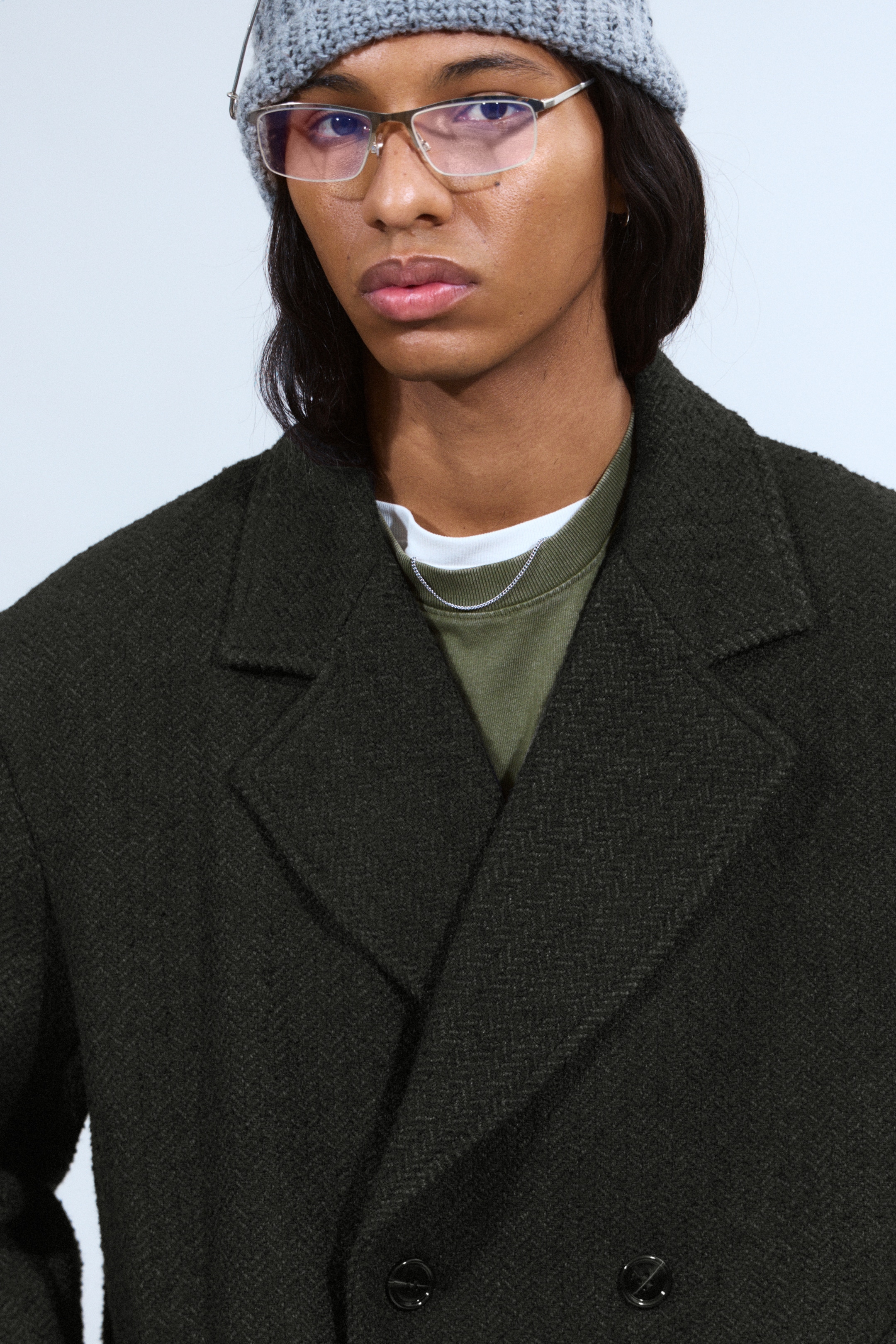 Ingrandisci l'immagine: Oversized Double-Breasted Wool-Blend Coat - Dark Grey Herringbone - UOMO | H&M CH 2