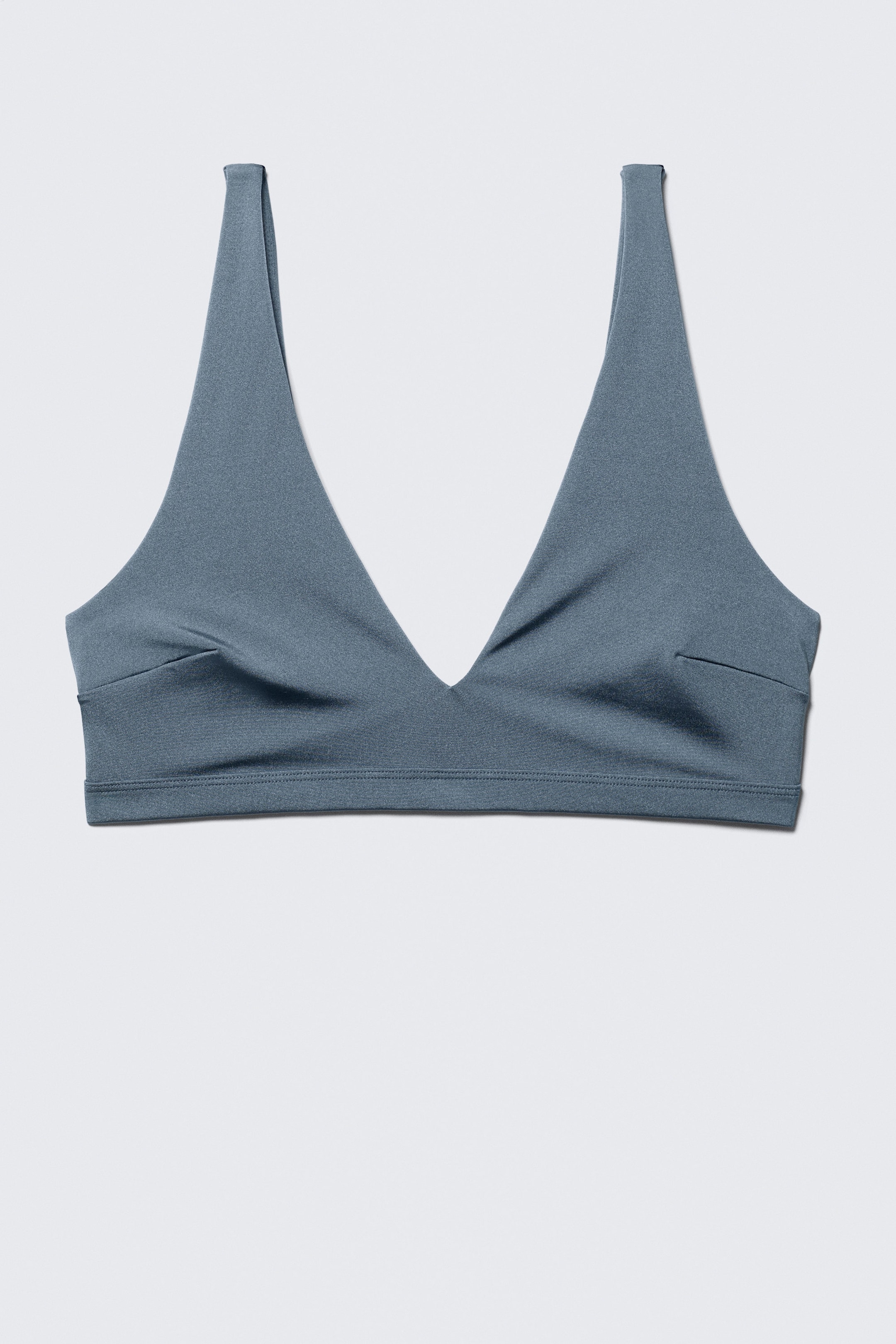 Taubenblau - Schimmer - Bikini-Top mit tiefem Ausschnitt zum Überziehen - 3