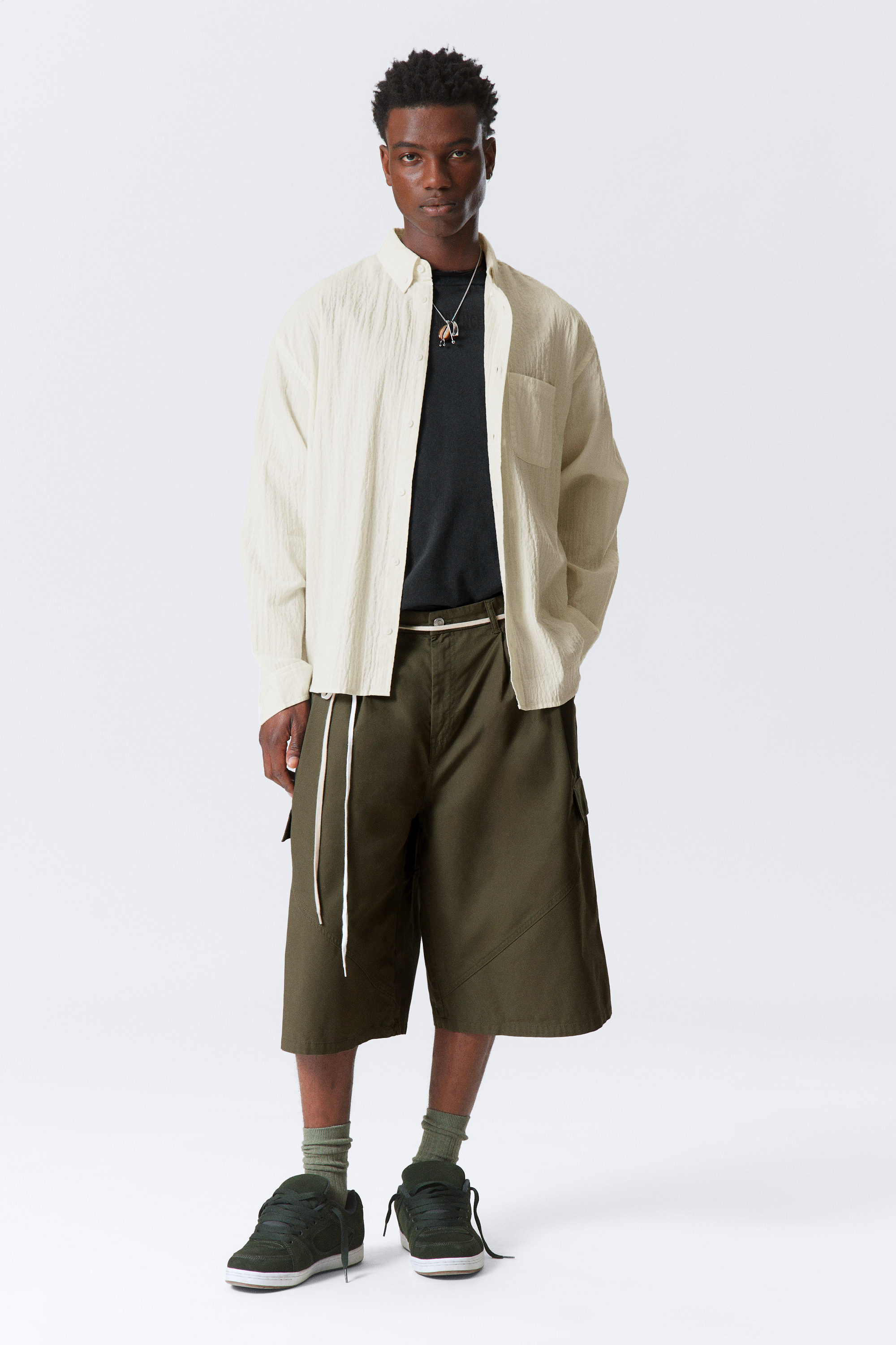 Gebroken wit - Oversized seersucker buttondown overhemd - 2
