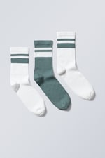 Türkis - Gestreifte Sportsocken 3er-Pack - 0