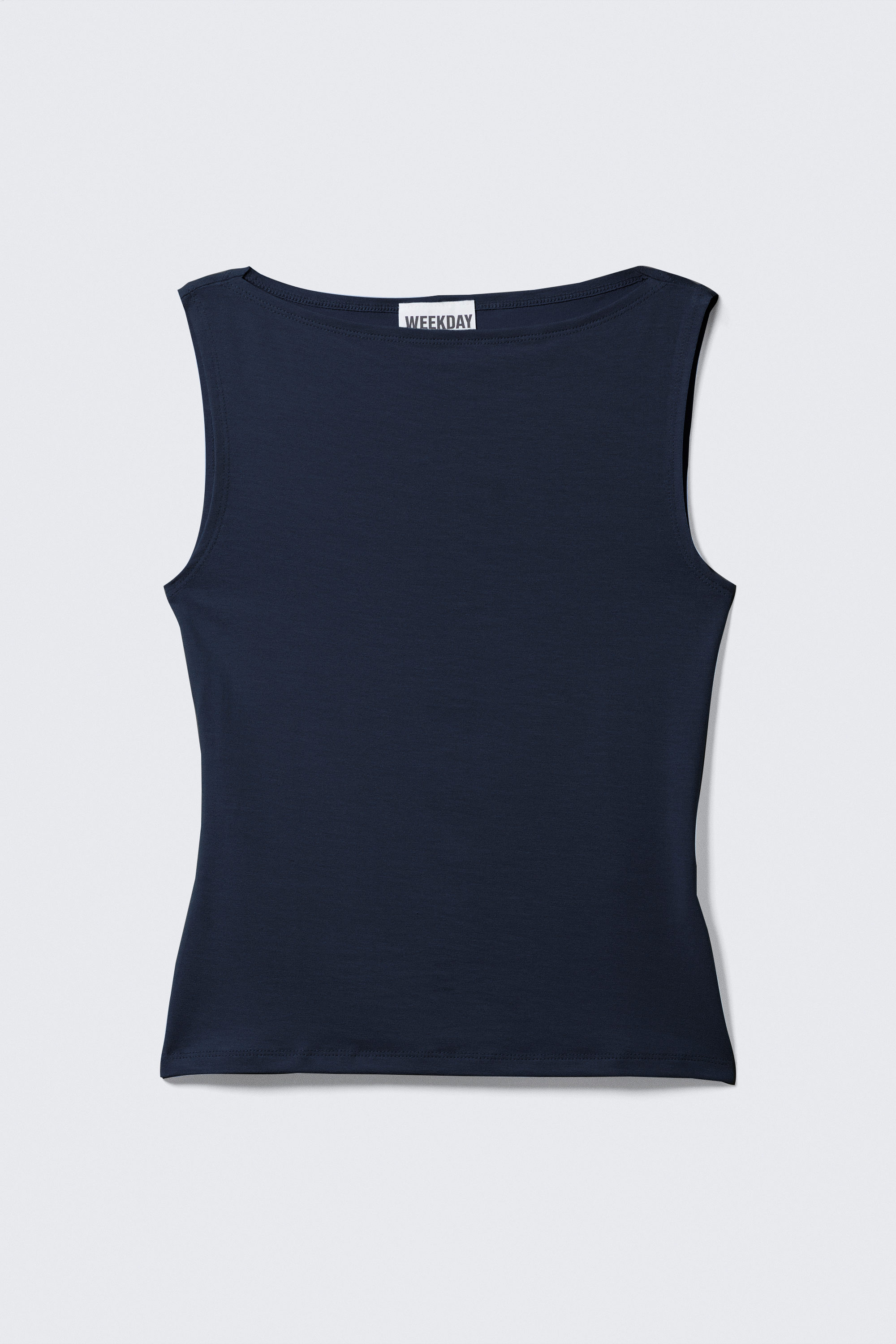 Dark Blue - Annie Soft Sleeveless Boat-Neck Top - 3