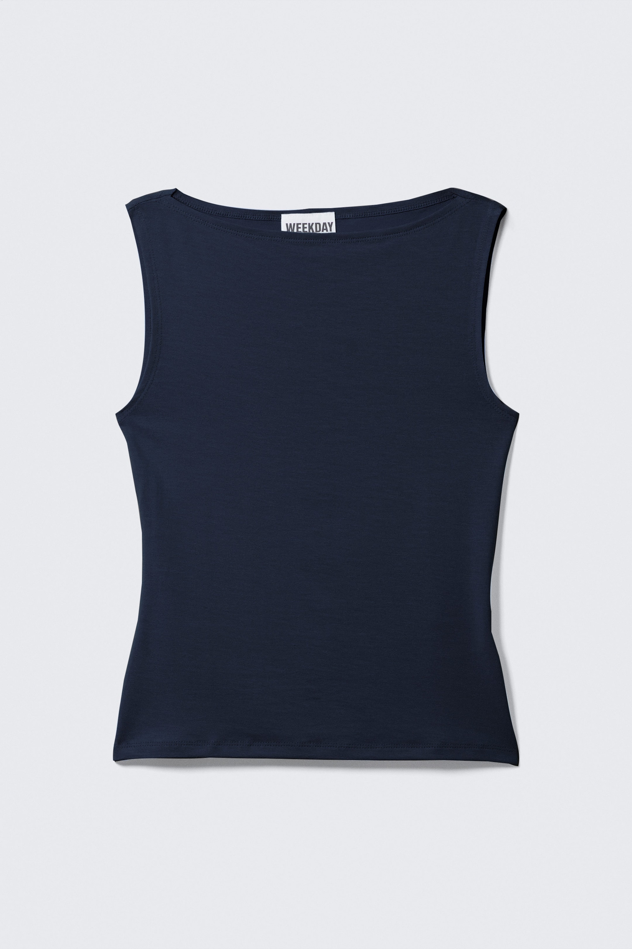 Dark Blue - Annie Soft Sleeveless Boat-Neck Top - 4