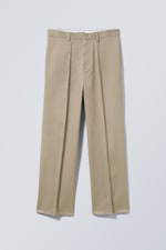 Beige - Dressbukse i tvill med avslappet passform - 0