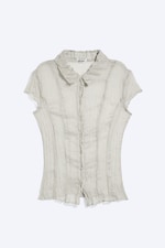 Dark Grey - Short-Sleeved Crinkle Shirt - 4