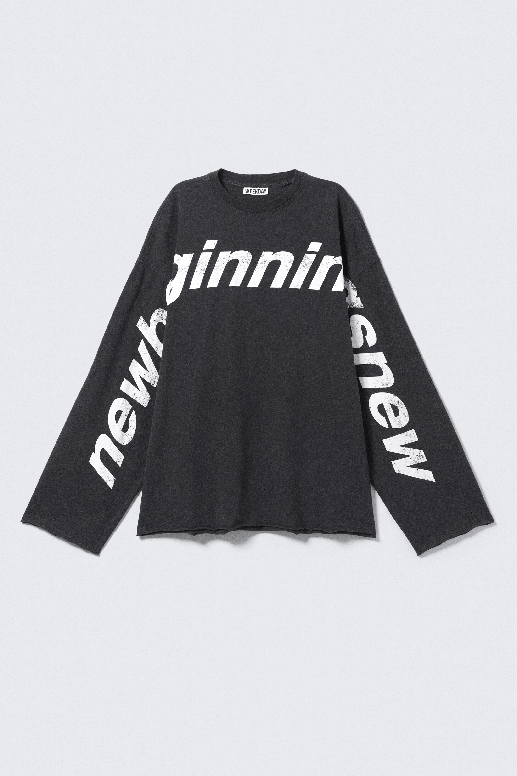 Προβολή μεγαλύτερης εικόνας: Μακρυμάνικο Printed Oversized Βαμβακερό Τοπ - Σκούρο Γκρι - Νέα Αρχή - Ladies | H&M GR 5