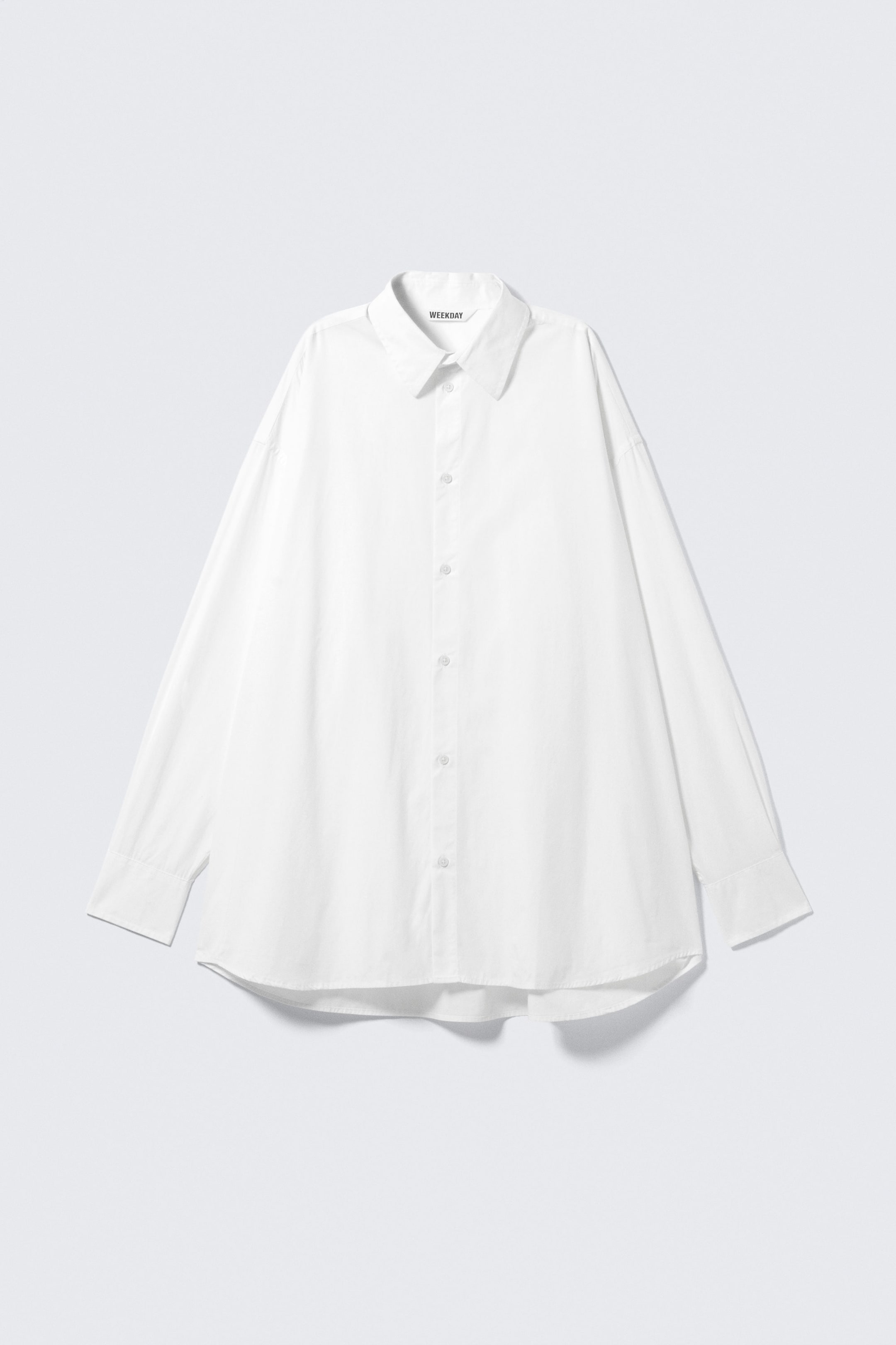 Hvit - Long Oversized Cotton Shirt - 1