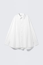 Hvit - Long Oversized Cotton Shirt - 0