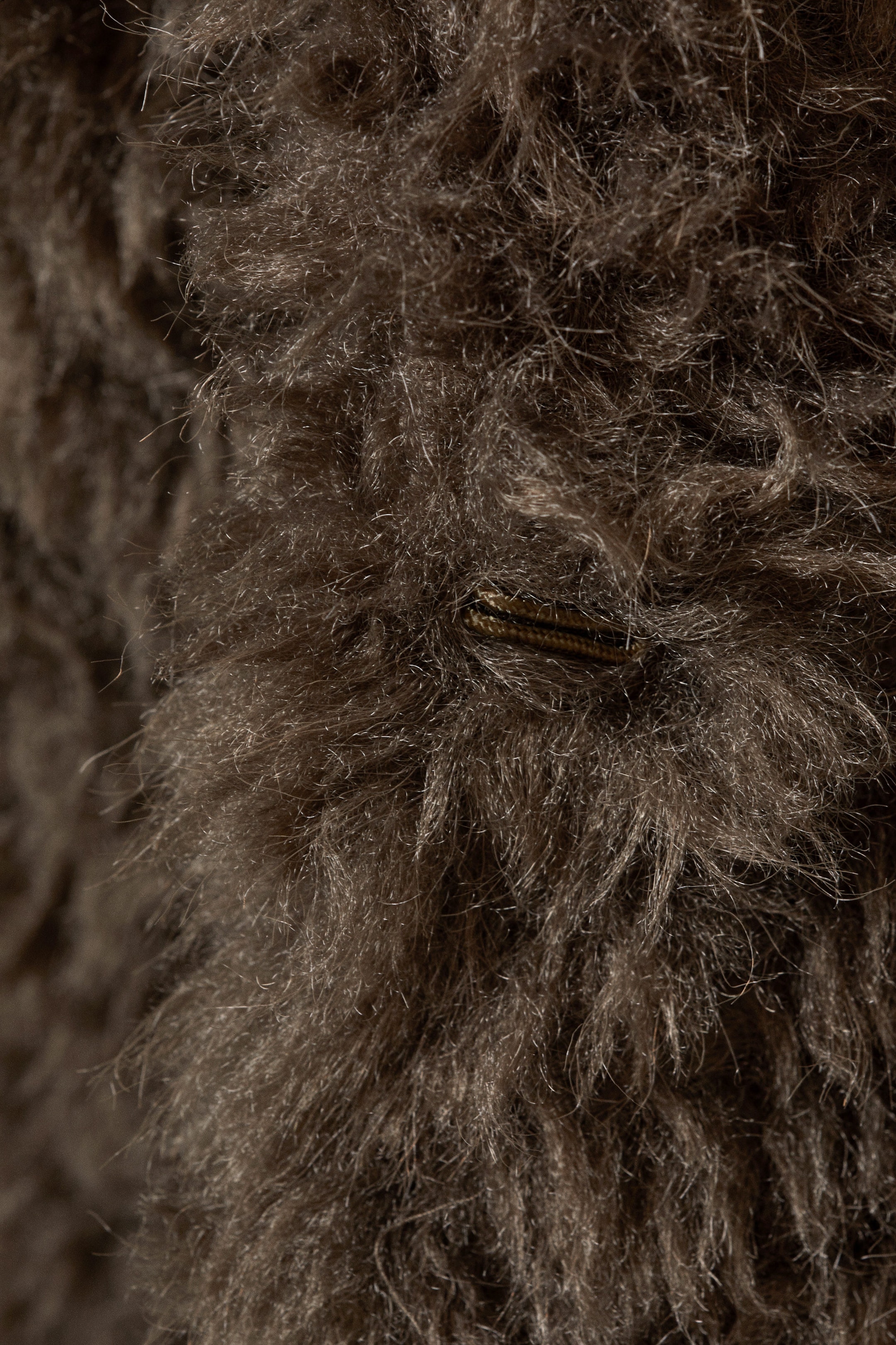 Taupe foncé chiné - Veste en fausse fourrure oversize - 6