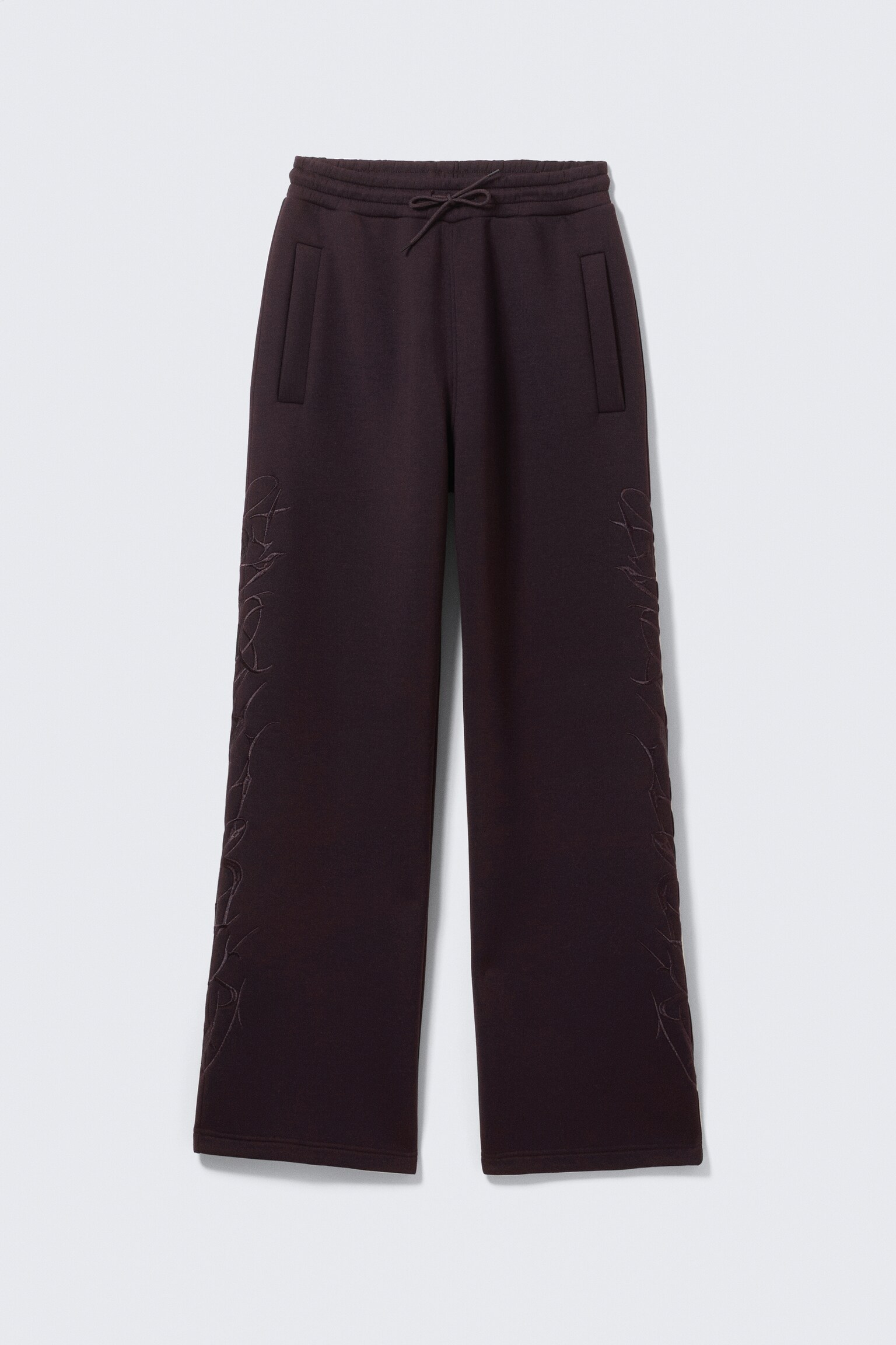 Graphic Loose Fit Scuba Sweatpants - Mørk Lilla - Broderet - 2