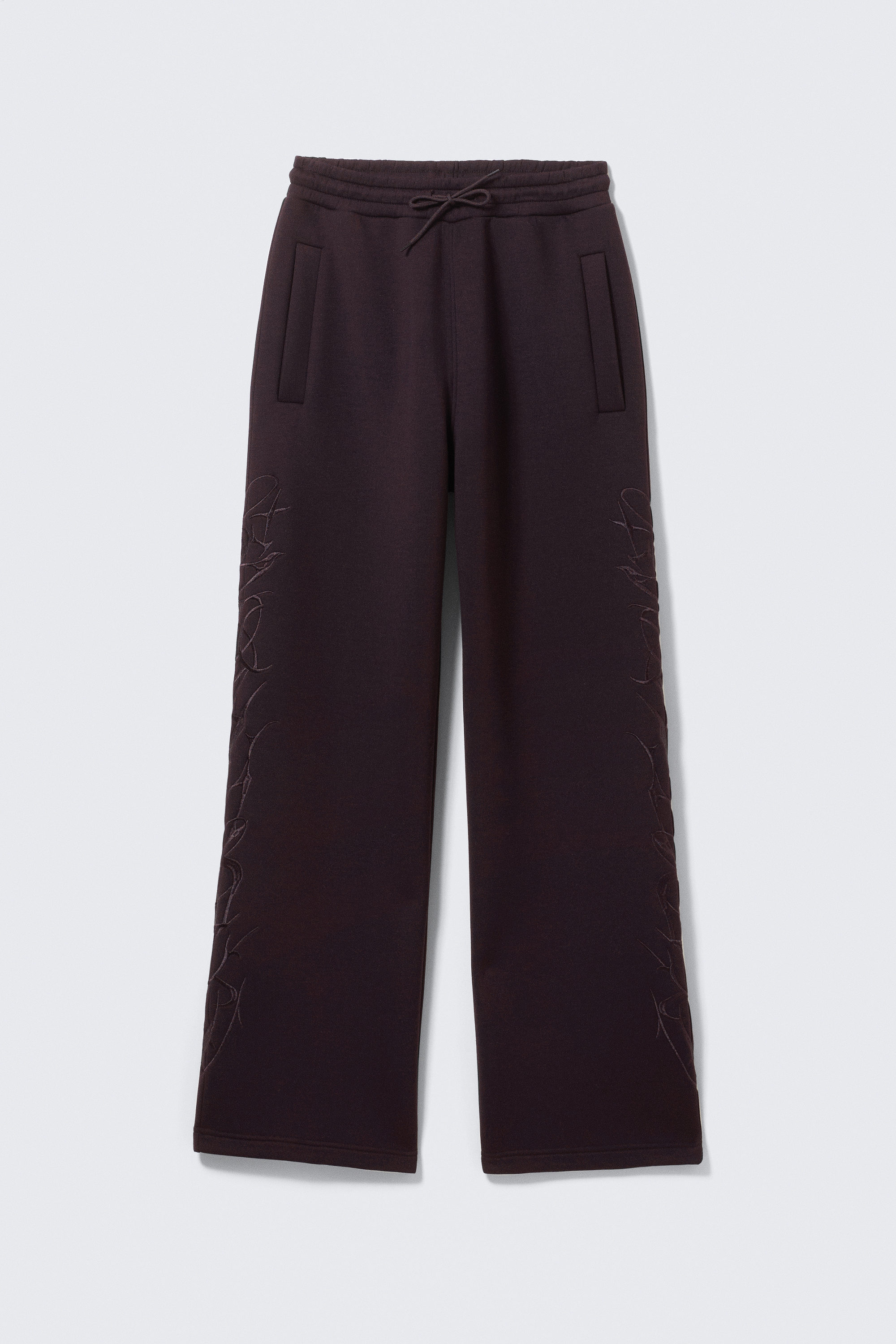 Mörklila - Broderad - Grafiska Scuba Sweatpants med lös passform - 4