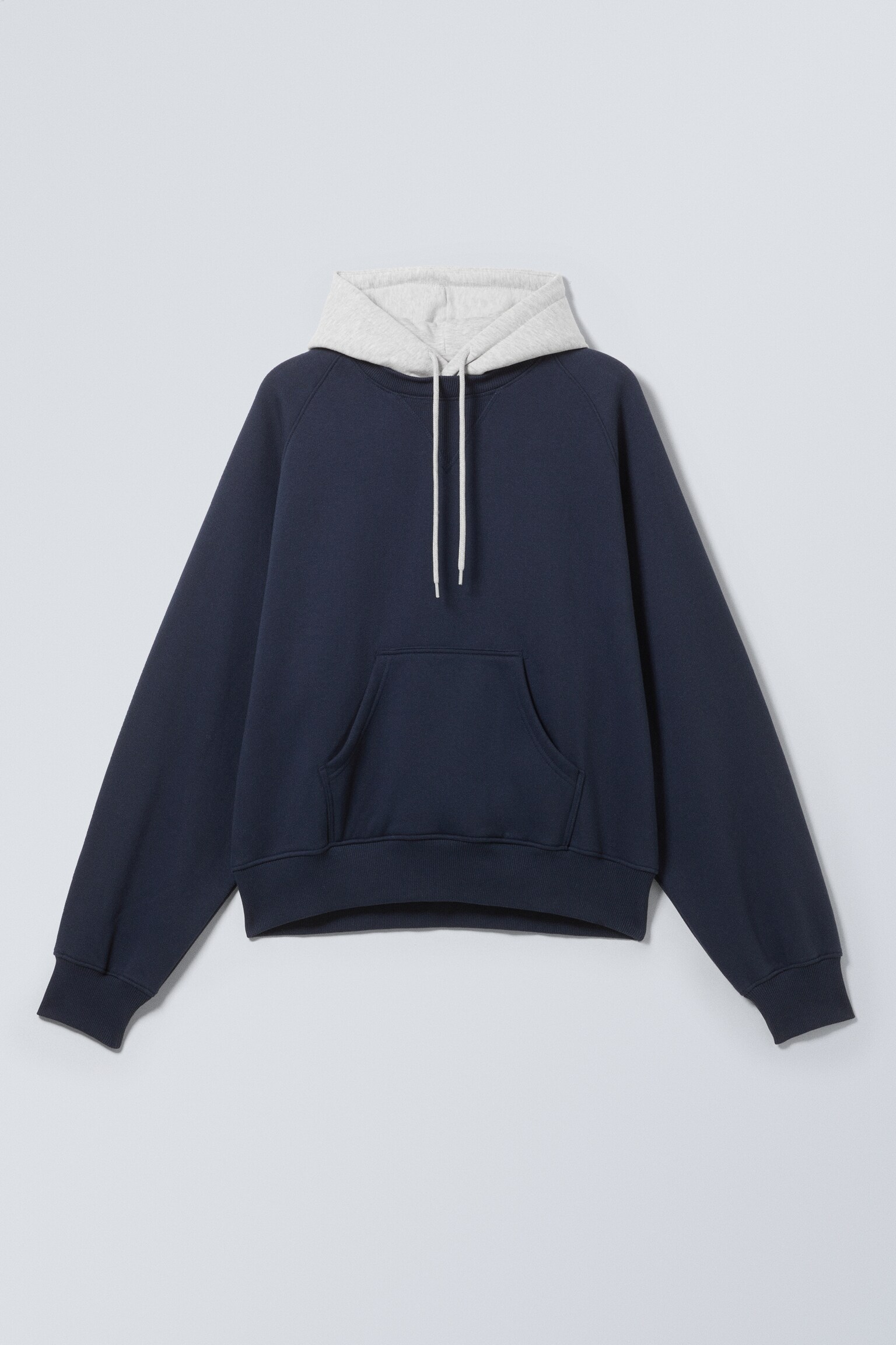 Loose Raglan Hoodie - Dark Blue/Grey