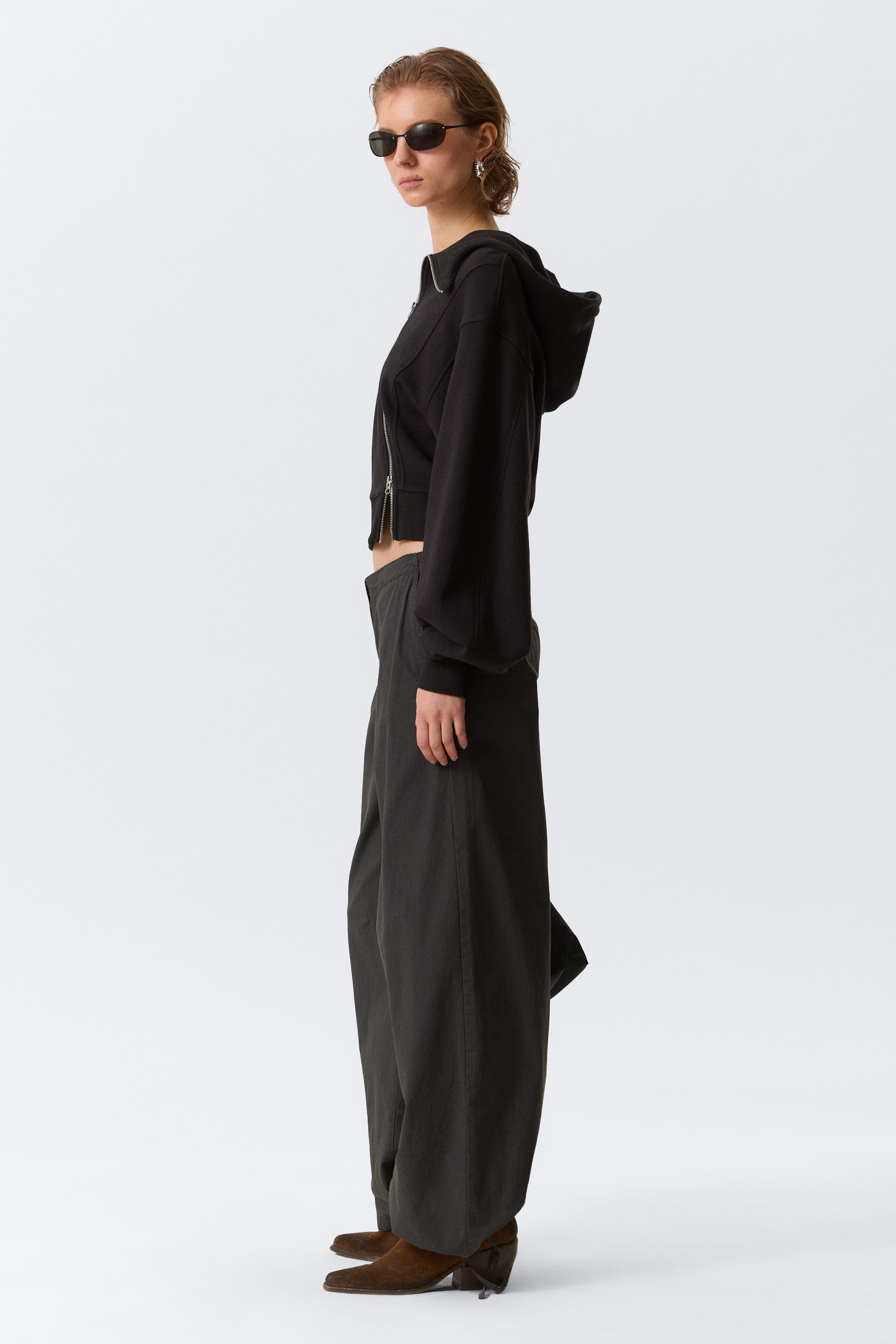 Donkergrijs - Low Rise Baggy Ripstop Trousers - 2