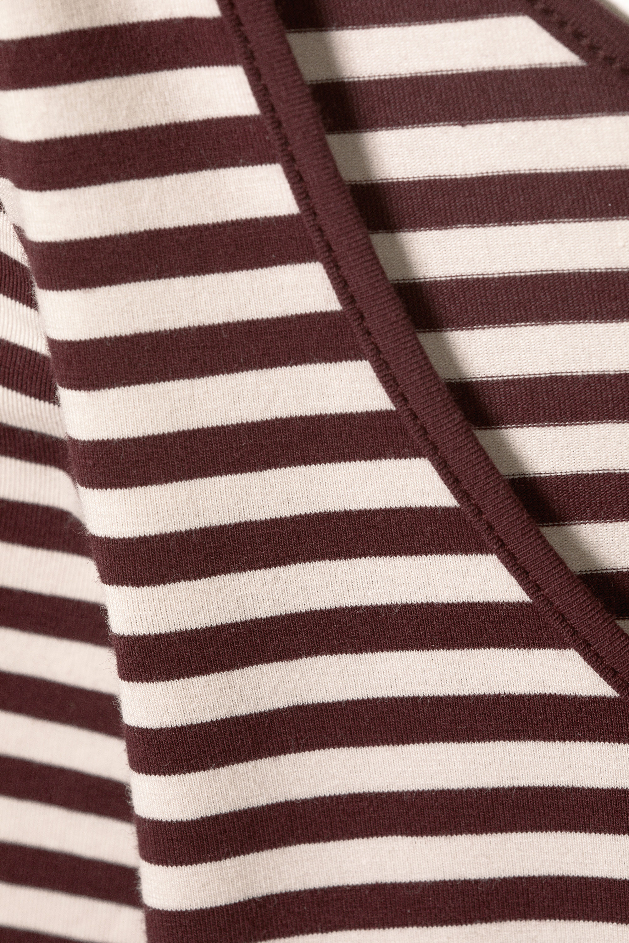 Pink & Burgundy Stripes - Long-Sleeved Slim Fit Scoop Neck Top - 4