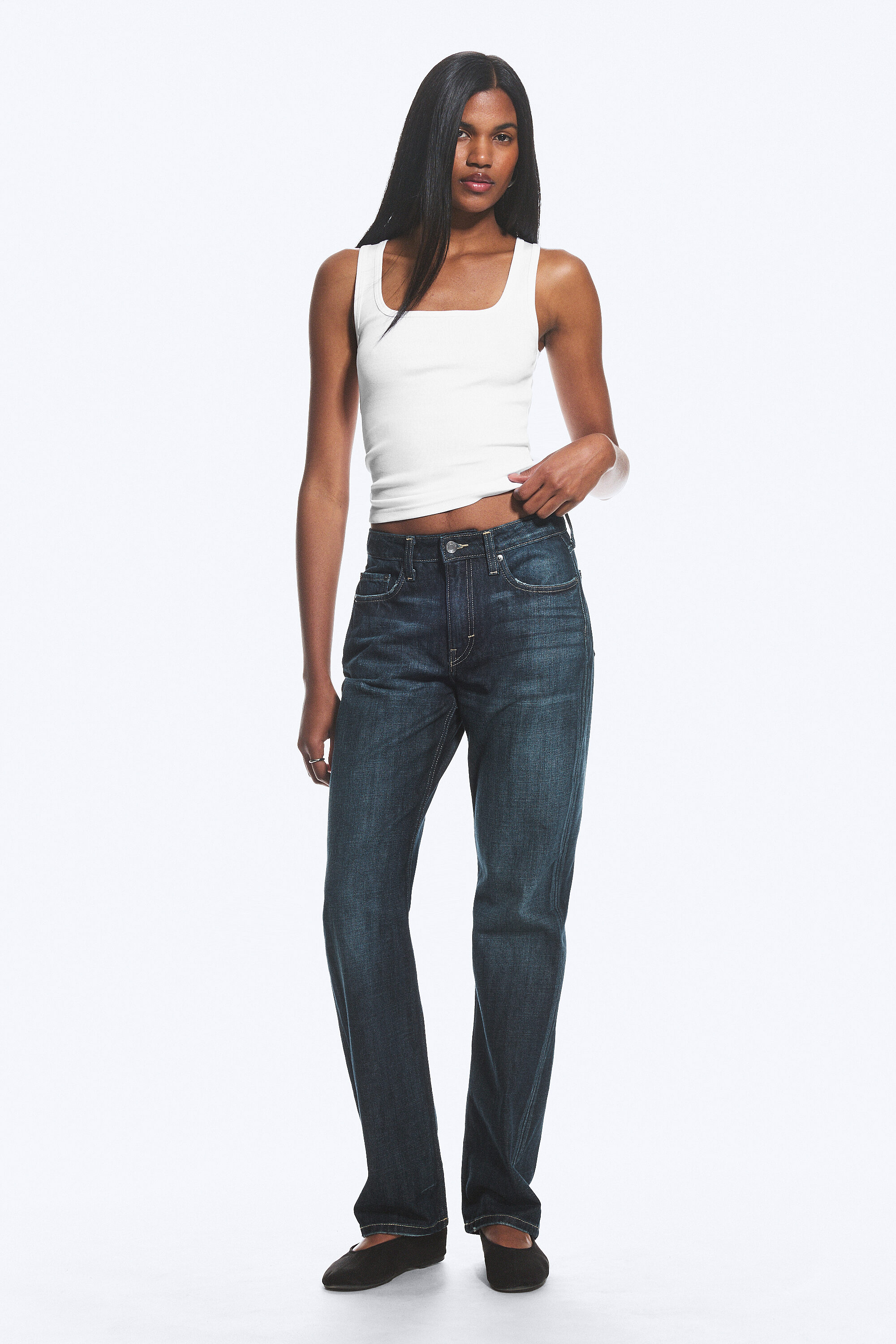 laika mid rise regular straight jeans - Deep Sea Blue - Dark Blue