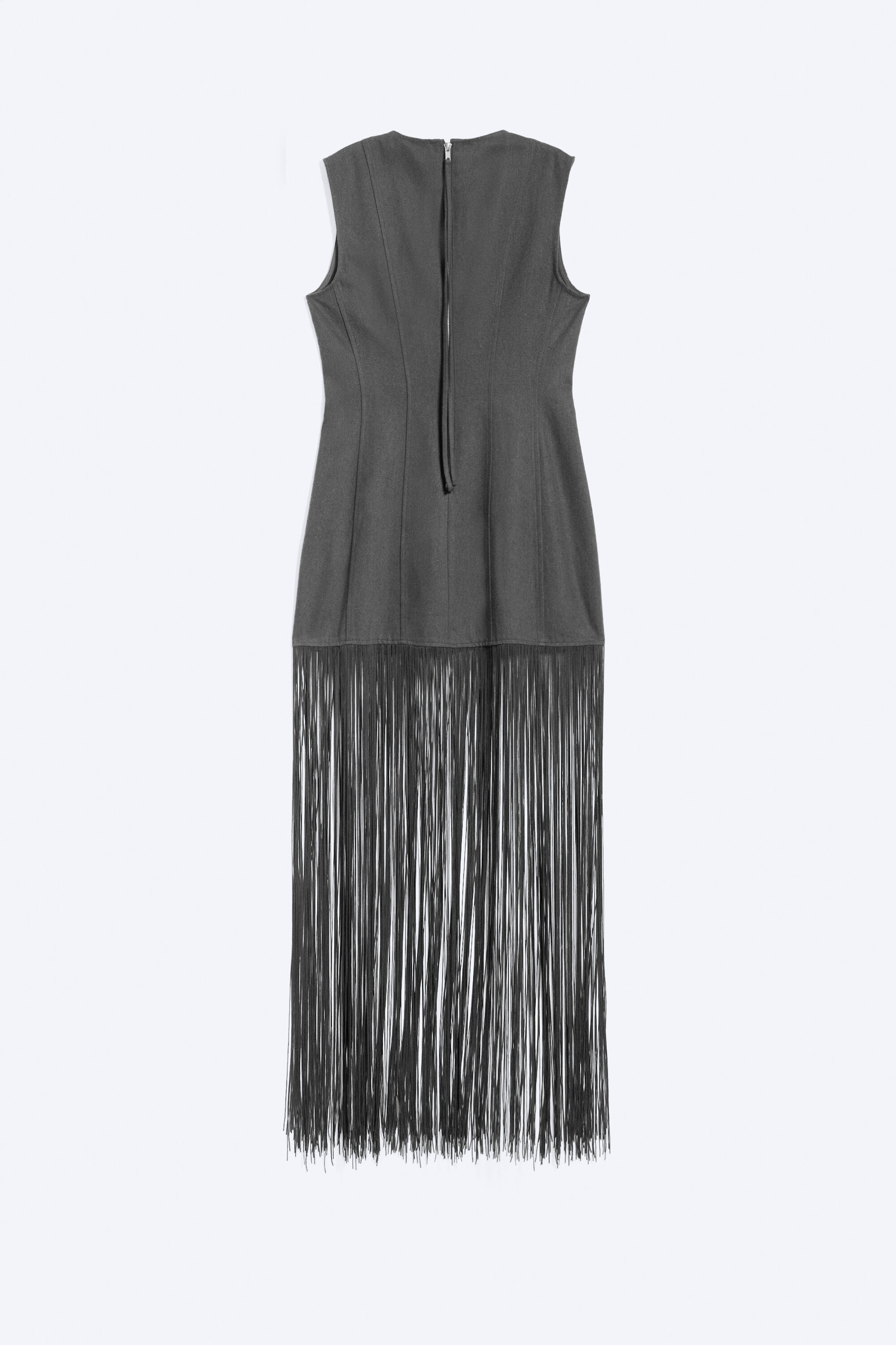 Dark Grey - Fringe Mini Dress - 2