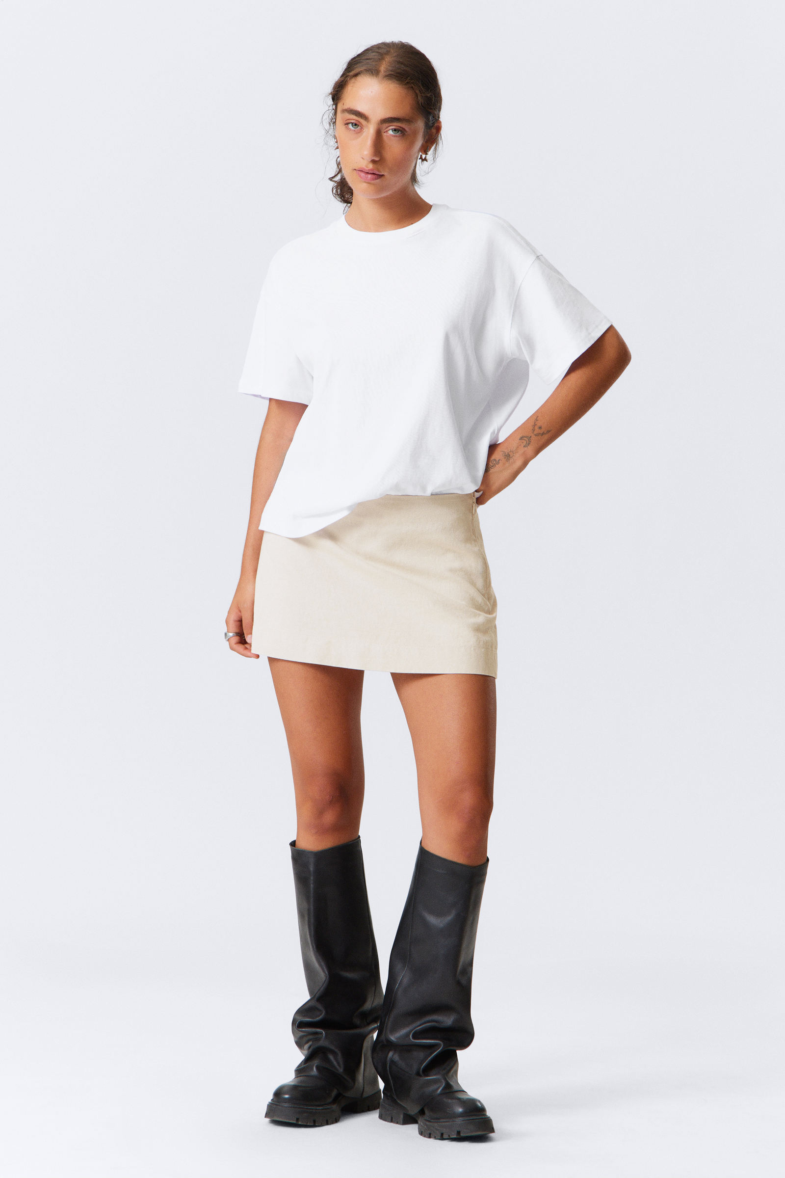 mini linen blend skirt - Ecru | Weekday WW