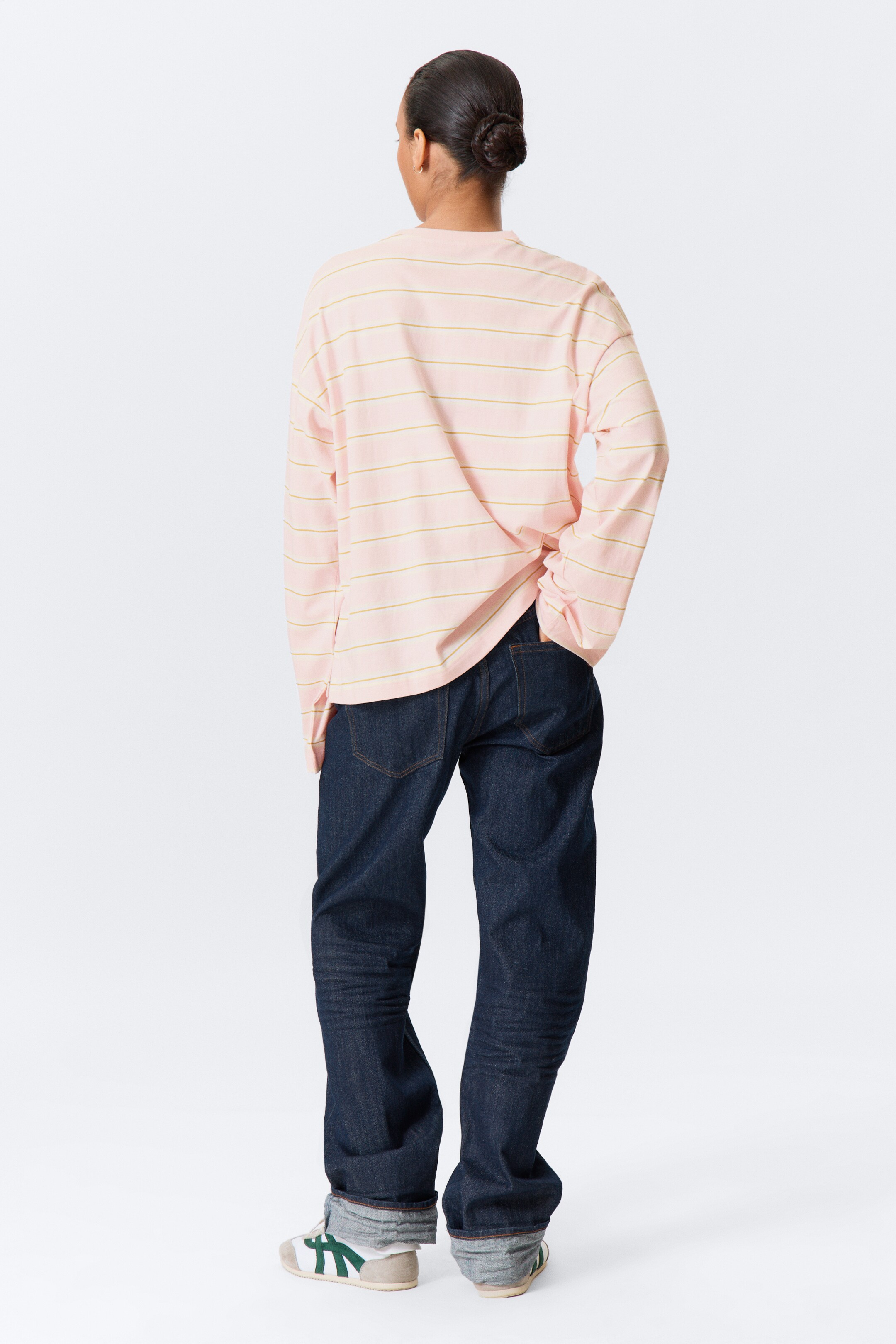 Ingrandisci l'immagine: Long-Sleeved Cotton T-shirt - Pink - Yellow Stripes - DONNA | H&M CH 3
