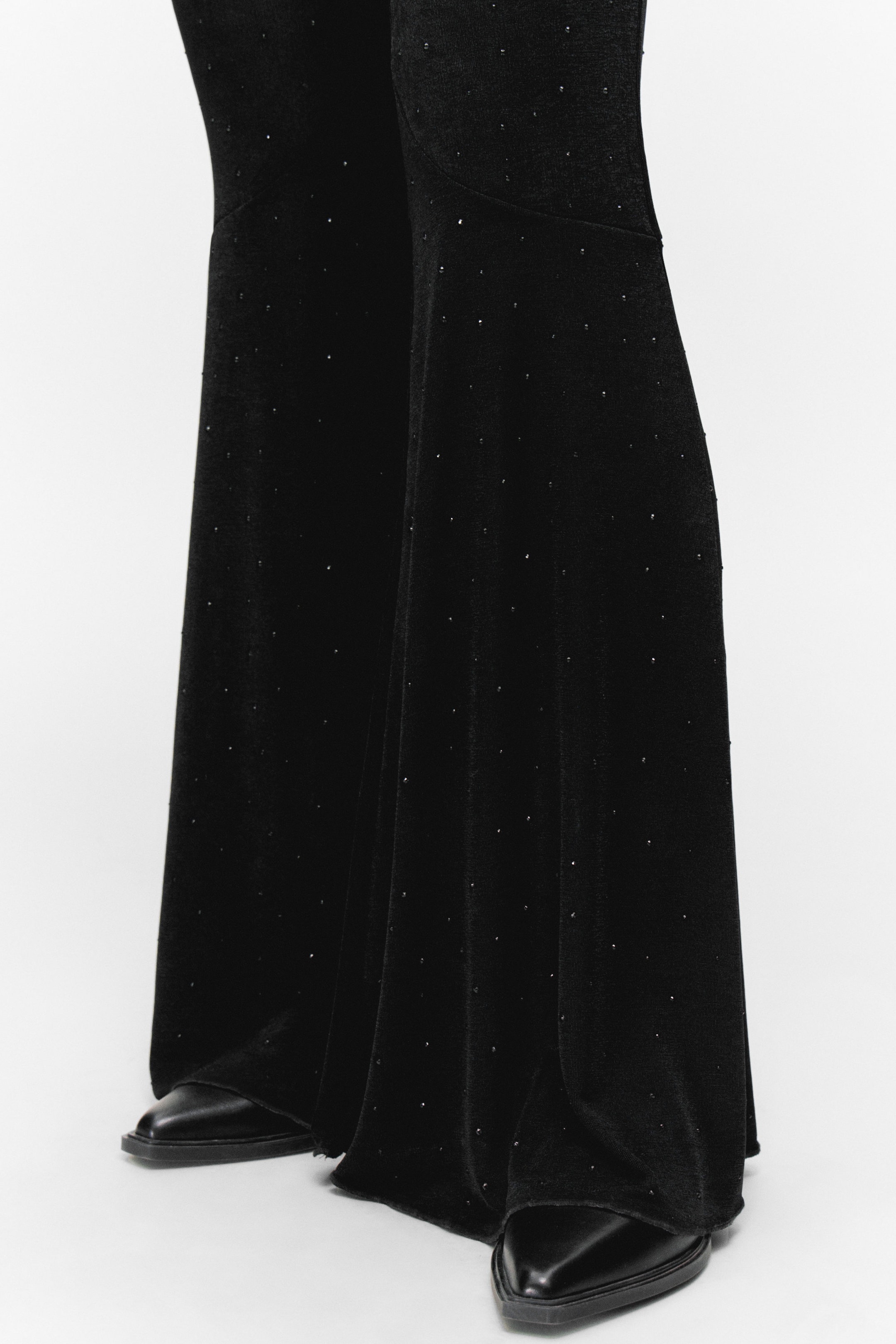 Black - Rhinestones - Flared Rhinestone Trousers - 2