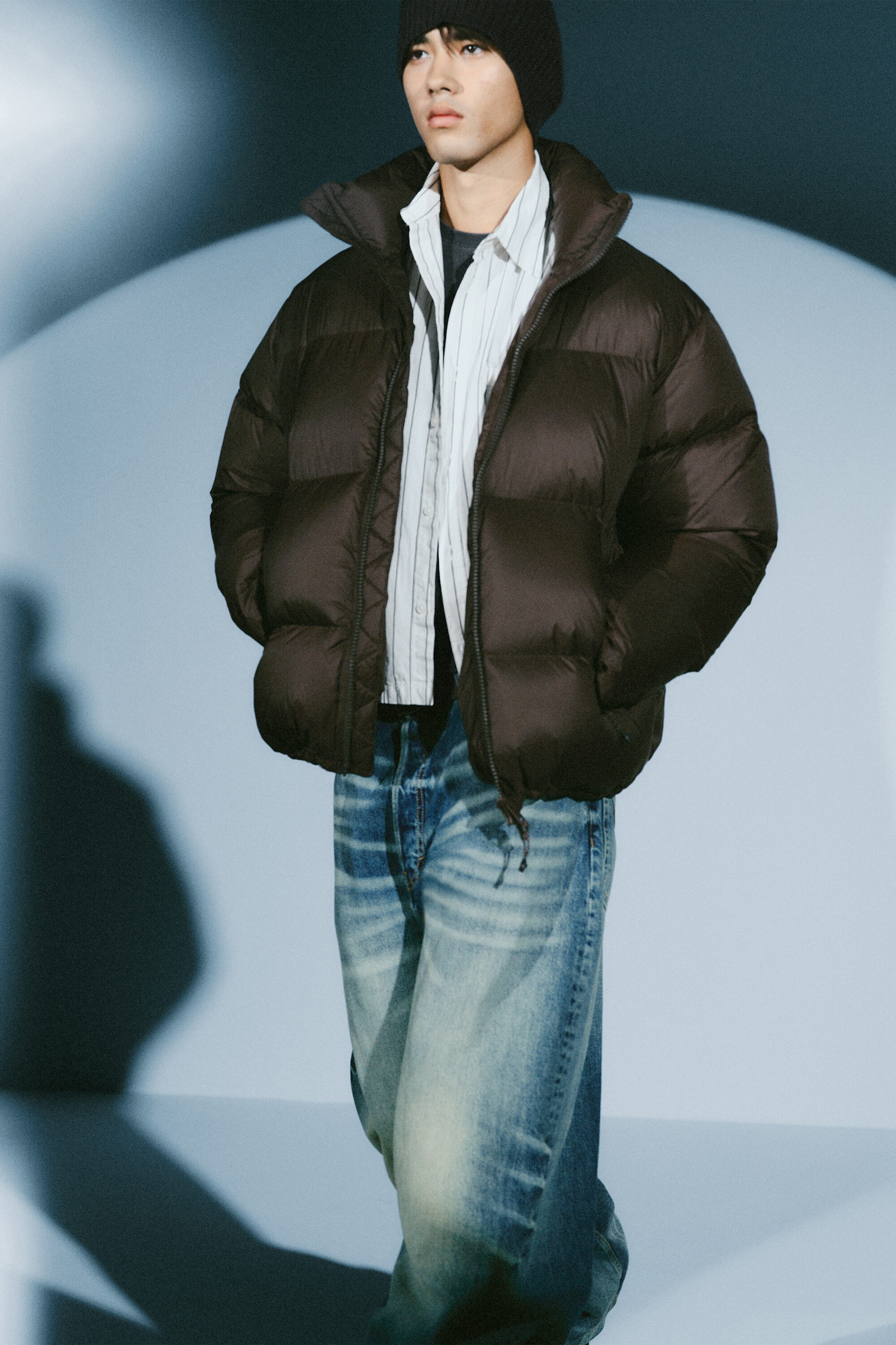 Dark Brown - Recycled Down Relaxed Puffer Jacket - 1