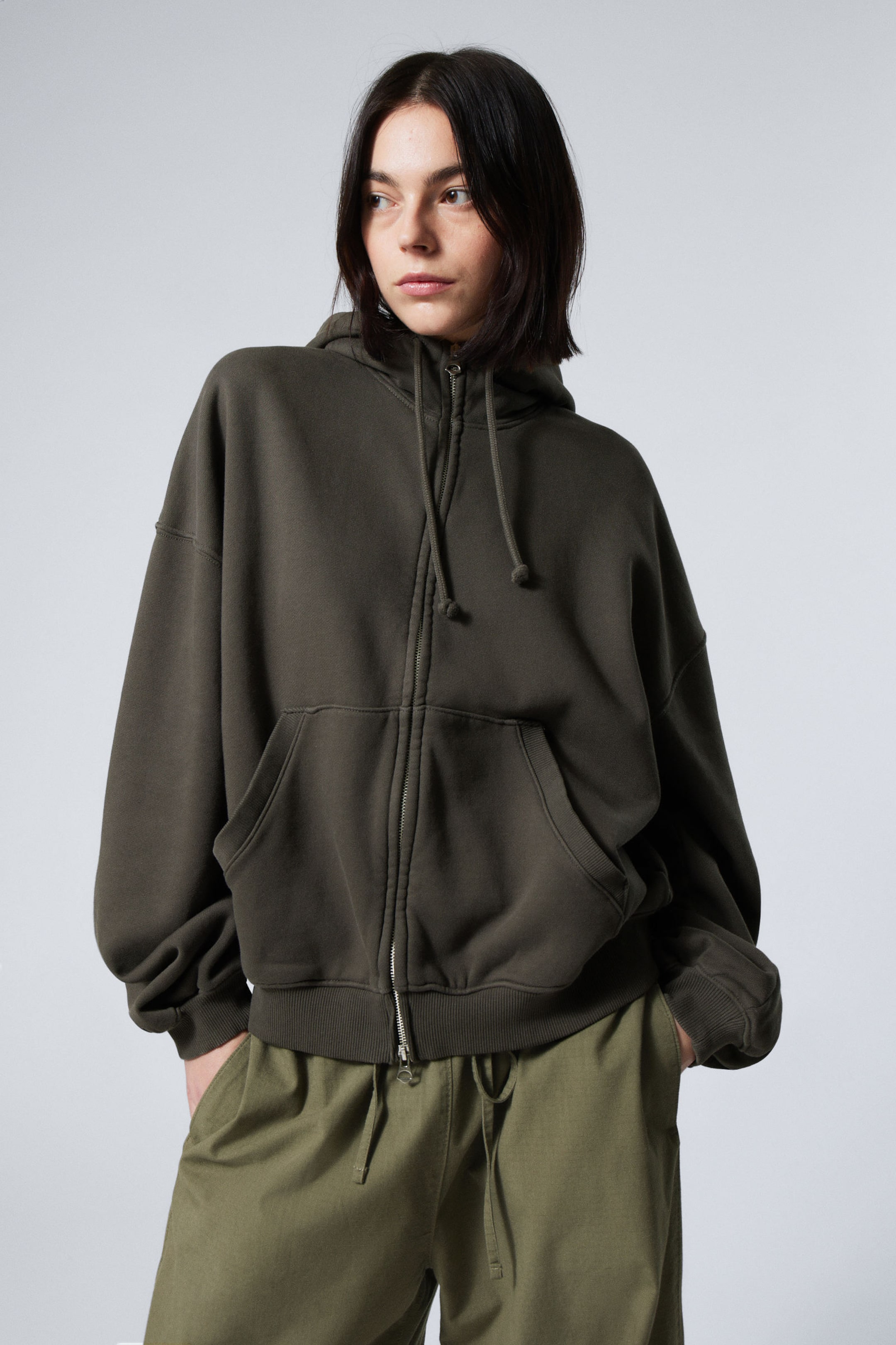 #444240 - Lässiger Heavyweight-Hoodie mit Reißverschluss - 1