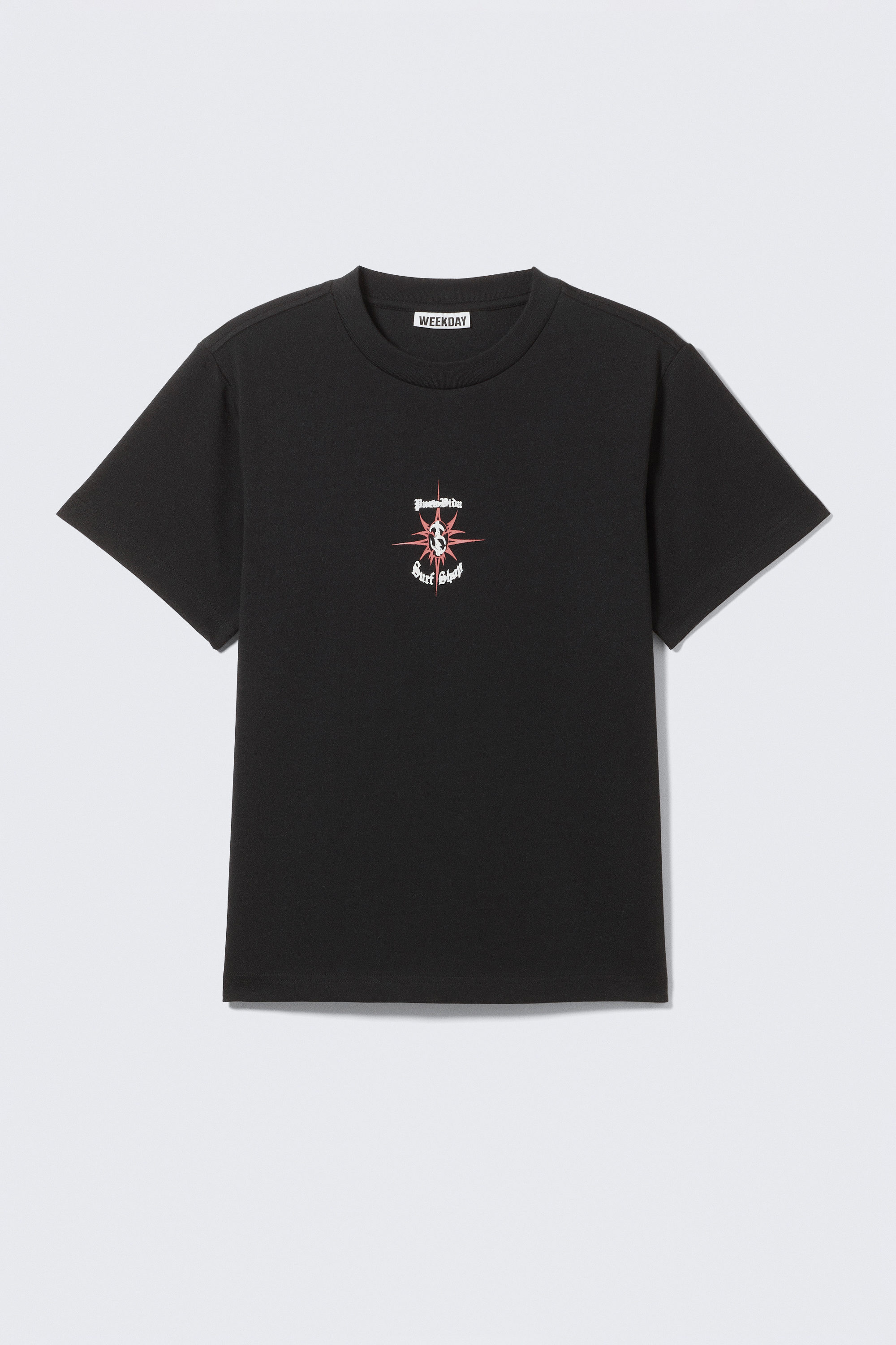 Schwarz - Pura Vida Surf Shop - Kastiges T-Shirt mit Grafikprint - 4