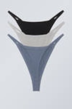 Grey Black Dusty Blue - 3-pack Soul Tanga Thong - 1