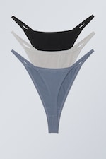 Grau/Schwarz/Blau - 3er-Pack Tanga Soul - 1
