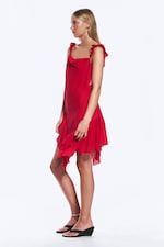 Bright Red - Sleeveless Square-Neck Mini Dress - 2