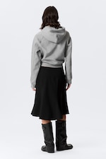 Black - Mid Rise Flared Midi Skirt - 3