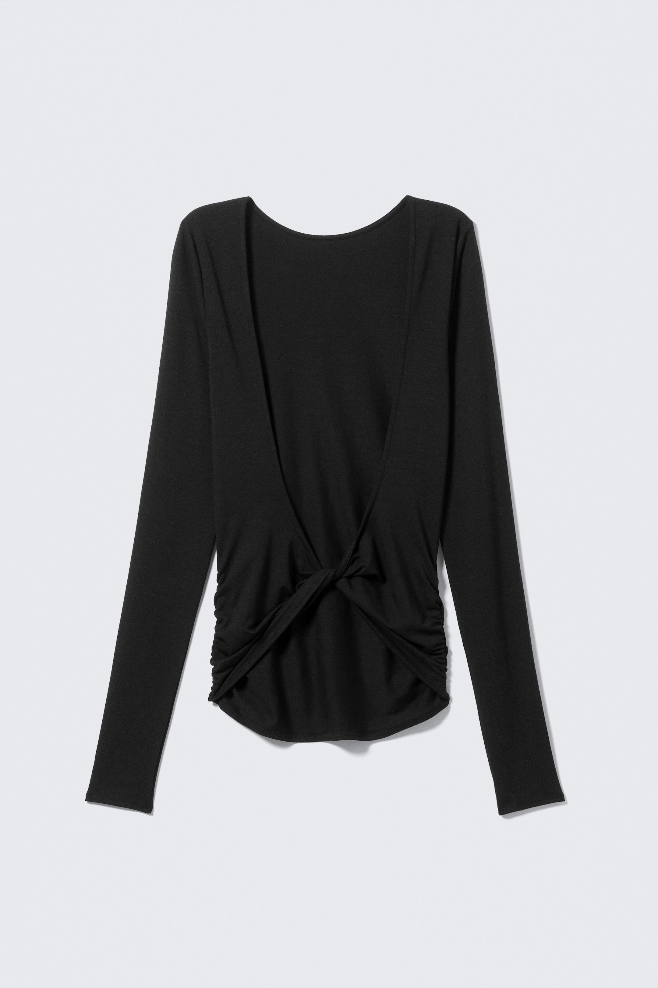 Zwart - Top met lange mouwen en open rug - 4