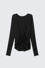 Zwart - Top met lange mouwen en open rug - 4