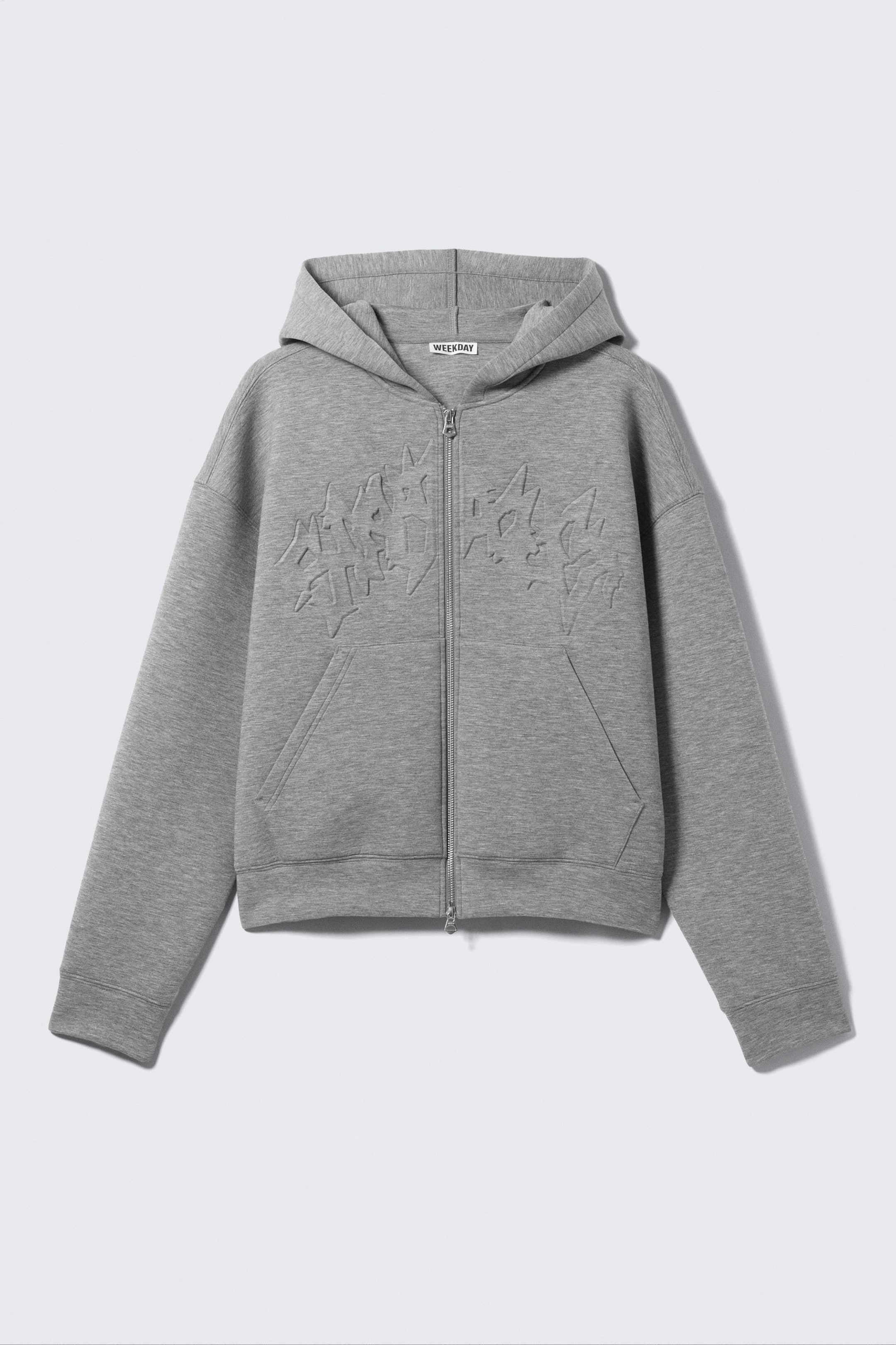 Grau meliert - "Stardust" - Graphischer Zip-Hoodie Simon aus Scuba-Stoff - 4