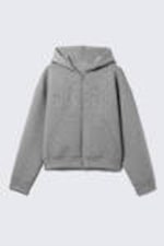 Grau meliert - "Stardust" - Graphischer Zip-Hoodie Simon aus Scuba-Stoff - 4